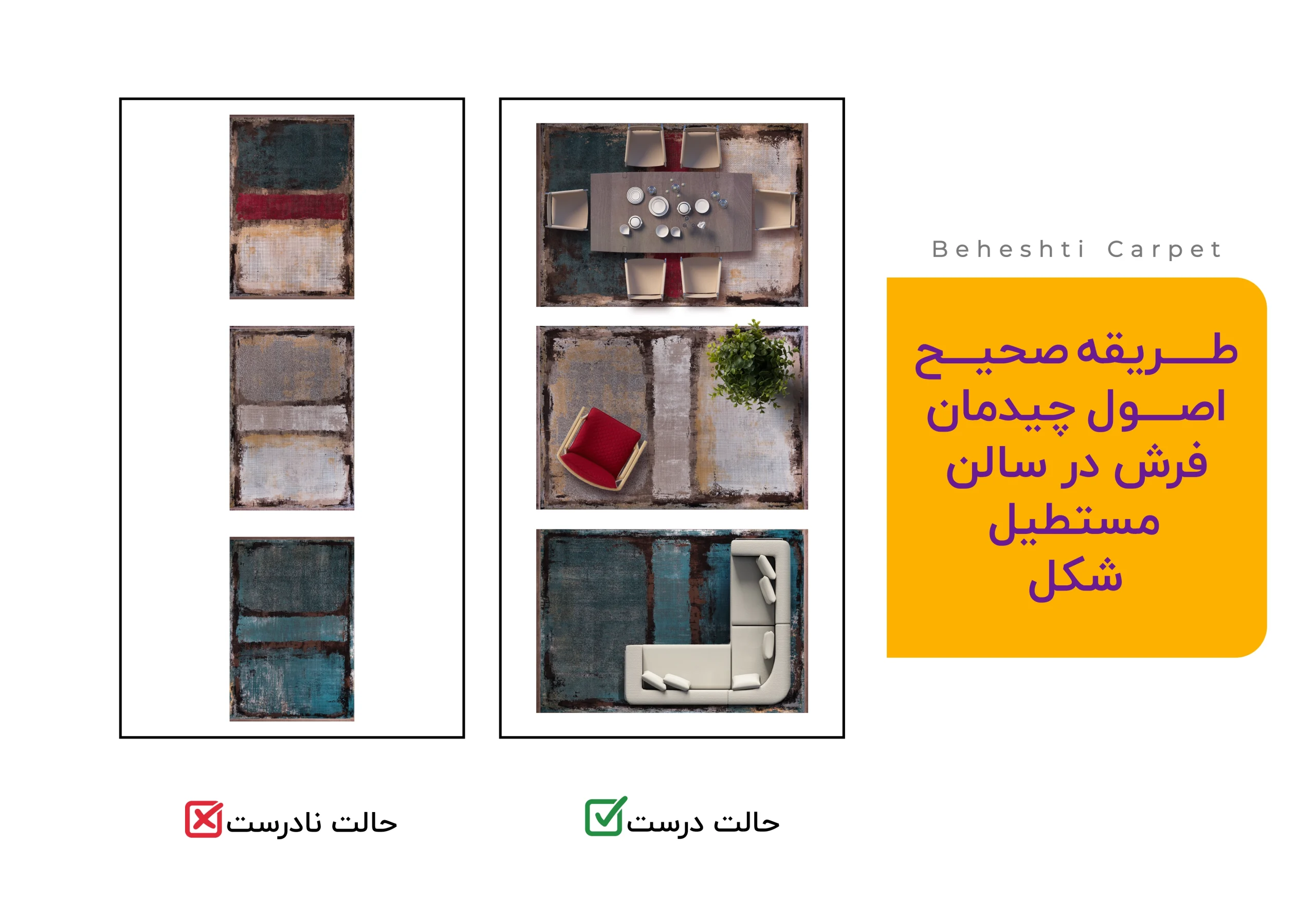 اصول چیدمان فرش در سالن های بزرگ و یکپارچه