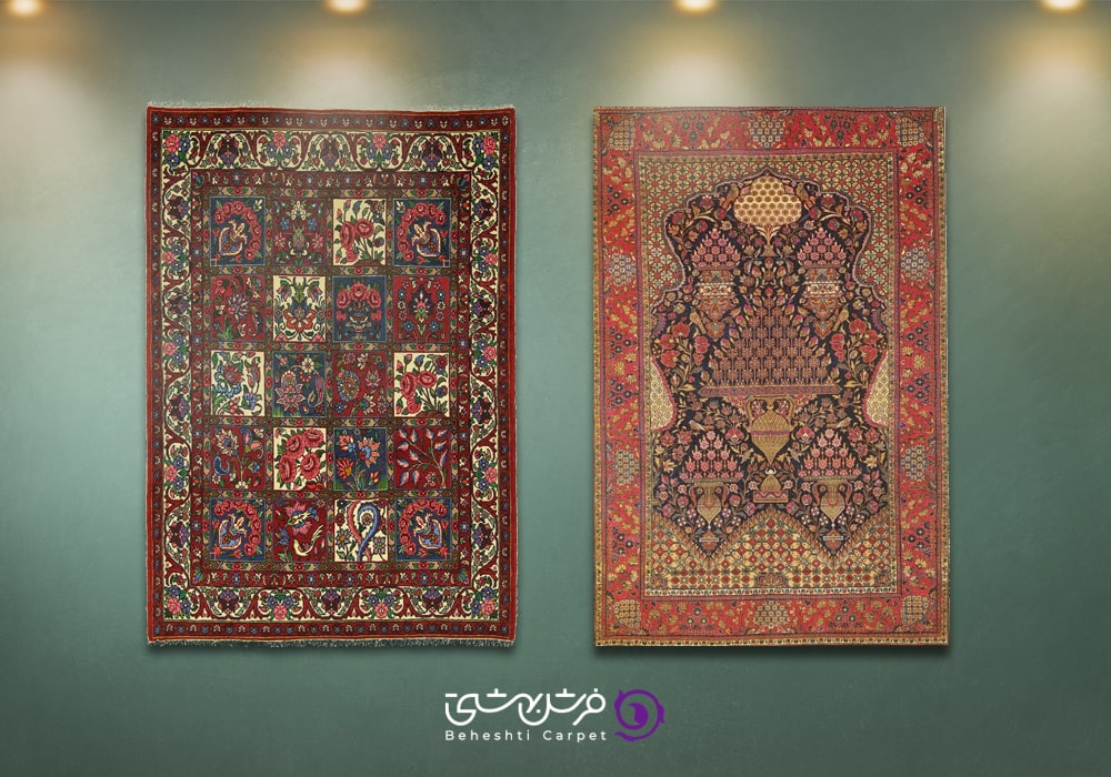 انواع طرح و نقش فرش گلدانی در موزه