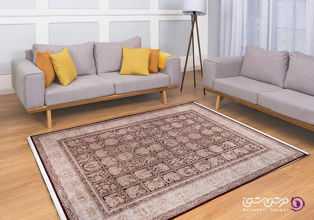 فرش طرح خشتی در دکوراسیون و چیدمان خانه با مبلمان کلاسیک