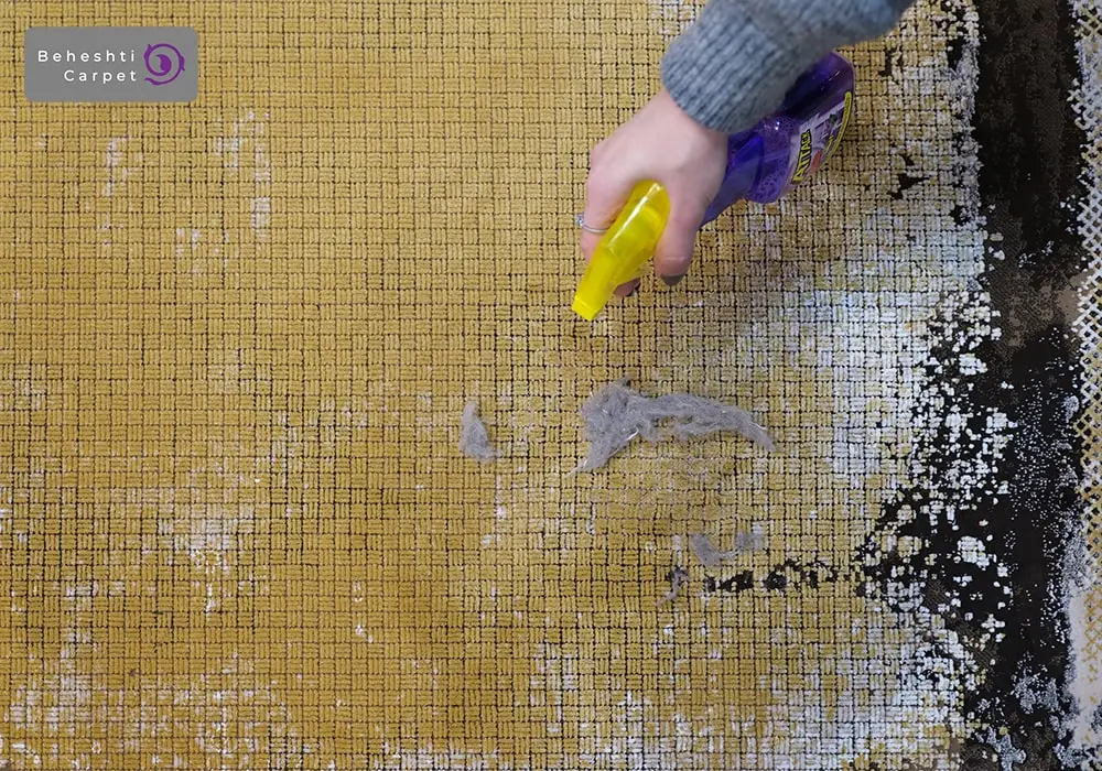 جمع کردن مو از روی فرش با نرم کننده ی لباس