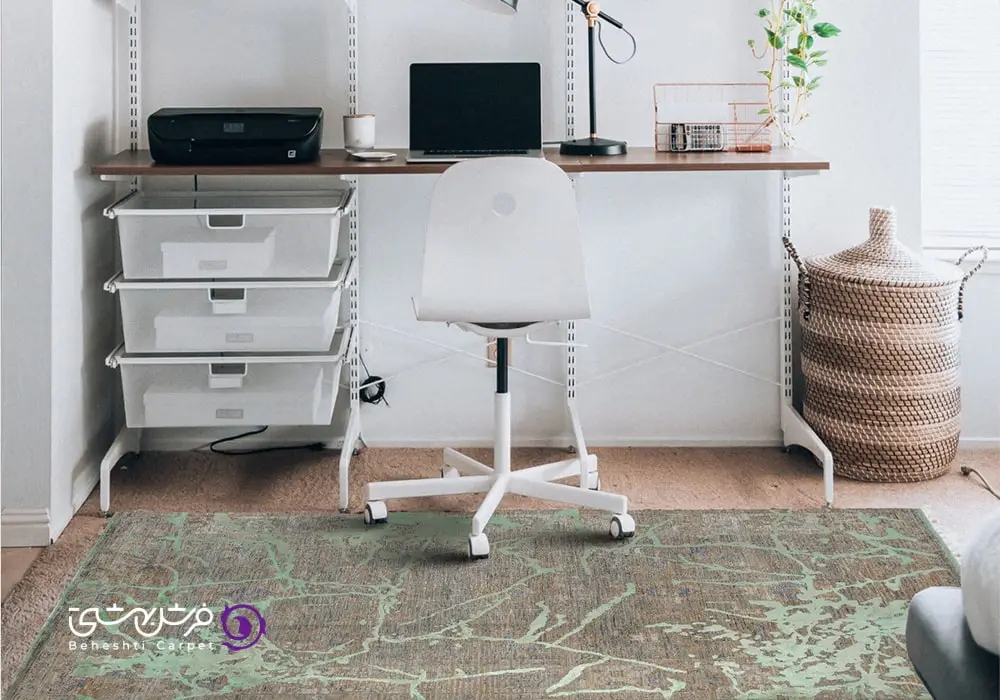 طرح فرش یونیک از فرش های 1200 شانه فرش بهشتی در فضای اتاق 